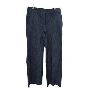 Talbots Greenwich Pant Womens 10 Dark Wash Denim High Waist Wide Leg Full Length